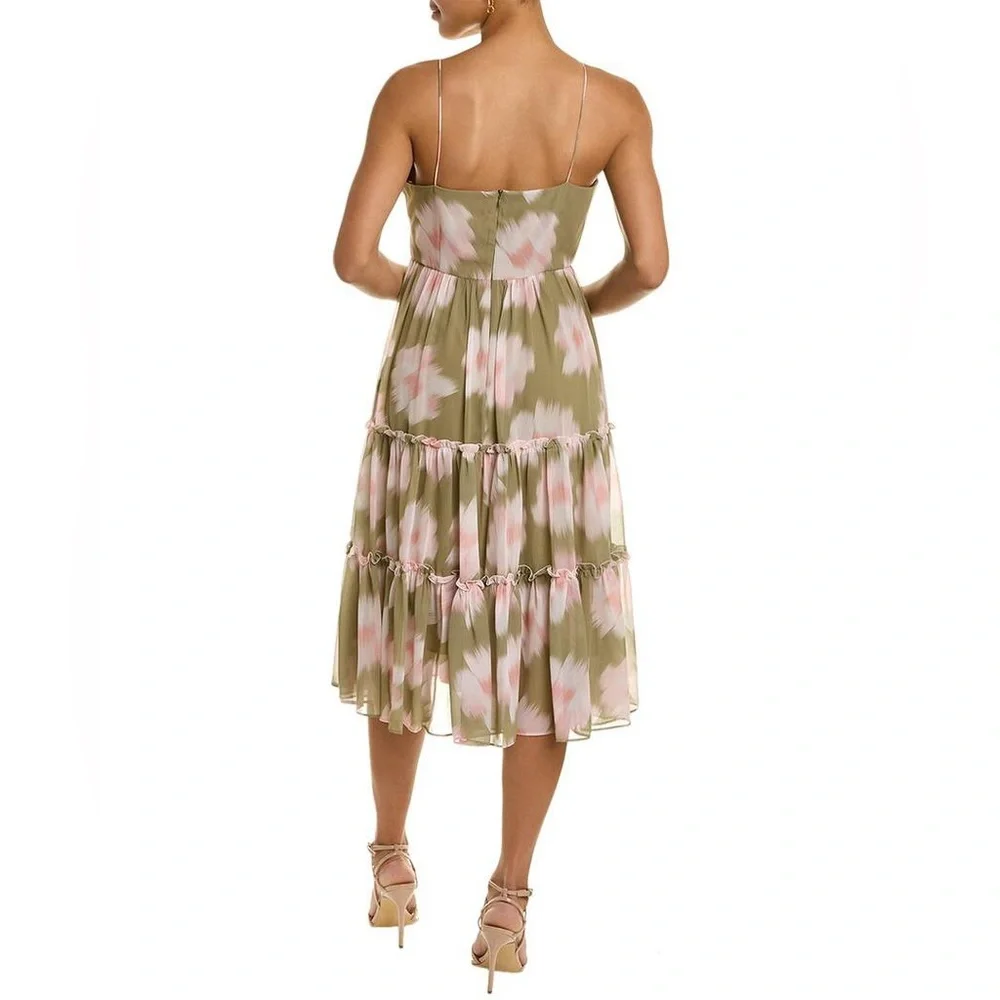✨Sachin + Babi Dalia Midi Dress Ika Scatter Floral Green Size 8